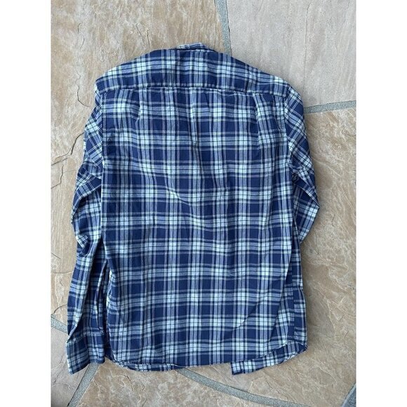 J Crew Blue White Green Slim Fit Plaid Print Button Down Dress Shirt Size Small - Picture 3 of 3